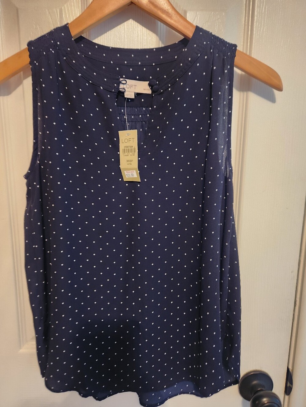 Loft Petites Blouse Blue With Stars Sleeveless Size XXSP NWT